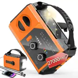 27000mAh Emergency Radio met Bluetooth, AM/FM Solar Crank Radio voor Noodgevallen, Zaklamp, Leeslamp, SOS, Kompas voor Hurricane Storm Camping Survival