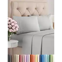 Queen Size 4 Piece Sheet Set - Comfy Breathable & Cooling Bed Sheets Set - Hotel Luxury Bedding for Women, Men, Kids, Teens, Boys & Girls - Deep Pockets, Soft, Wrinkle Free - Oeko-Tex - French Grey