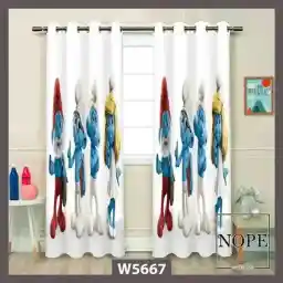 پرده کودک طرح اسمورف ها مدل W5667 نوپه هوم