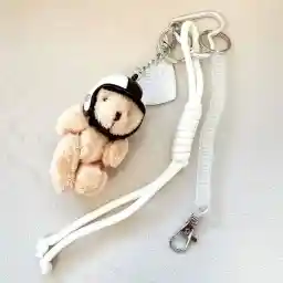 چارم بگ خرس سفید با آویز قلب تیسا اکسسوری