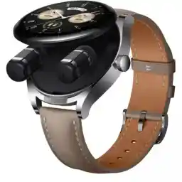 ساعت هوشمند هوآوی WATCH Buds با بدنه استیل و بند چرمی مشکی
