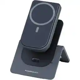 پاوربانک مگ سیف و استند وایرلس شارژ پاورولوژی مدل Powerology ppbcha21gy